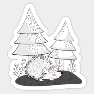 Hedgehog Drawing Sticker